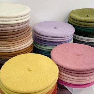 Thick wool blend beret hats for women in multiple colors with a classic French style design