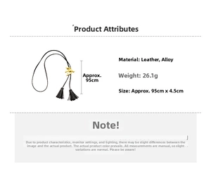 Adjustable bird pendant necklace with 95cm leather rope and tassels detail