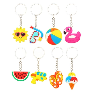 Sommer Strand Hawaii PVC Cartoon Schlüsselanhänger Süße Taucherbrille Sonne Flamingo Wassermelone Eis Party Geschenk Für Kinder