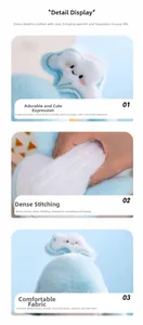Detail of cute cloud embroidery and fine stitching on soft blue plush whale toy