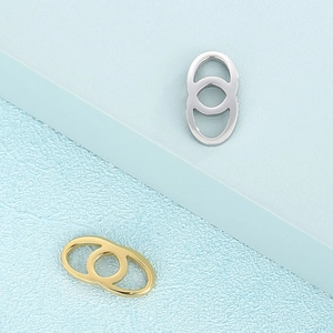 Creative interlocking double oval jewelry connectors in gold and silver stainless steel