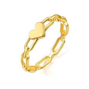 Minimalist interlocking heart gold chain ring made of durable stainless steel