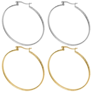 Modern 304 Stainless Steel U-Shaped Hoop Earrings For Women Minimalist Geometric Hammered Texture Gold Silver Hoop Jewelry