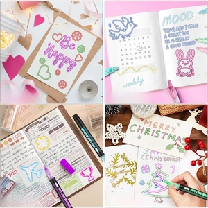 Detailed view of dual-line outline markers for DIY greeting cards and journals