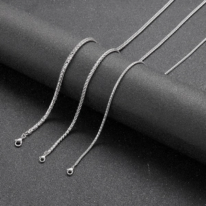 Wheat Chain Necklace Stainless Steel Spiga Woven Link Hip Hop Punk Jewelry For Men Women Lobster Clasp Silver Tone