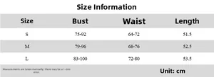Size chart detail showing bust and waist measurements for women's summer lace-up top