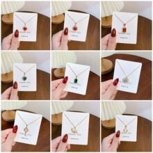 Collection of S925 silver gemstone necklaces with colorful heart and star pendants