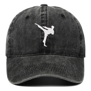 Gorra de béisbol desgastada con bordado de Kung Fu, diseño retro suave