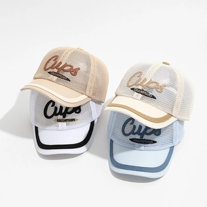 Breathable mesh baseball caps for toddlers with CUPS embroidery in four soft colors