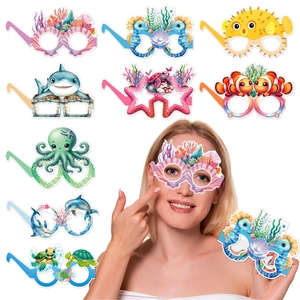 Undersea Animal Paper Glasses Ocean Theme Birthday Party Decorative Eyewear Photo Booth Props Colorful Cute