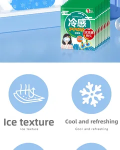 Macro detail of cooling green tea eye mask packaging with ice effect and fresh texture
