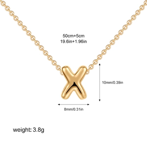 Detailed size specifications for gold balloon letter X pendant necklace with 50cm chain