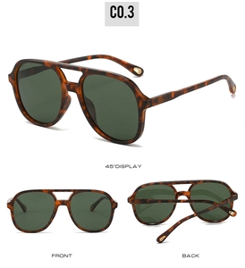 Classic tortoiseshell aviator polarized sunglasses with dark green lenses and double bridge