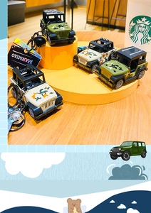 Detailed view of 3D camouflage Jeep style keychains in green and beige colors