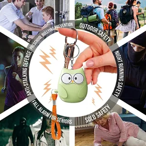 Green owl safety alarm for school bullying, outdoor activities, and emergency protection