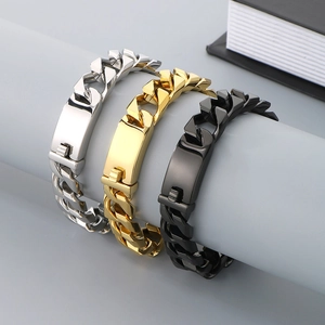 Panzerarmbänder mit ID-Schild in Silber Gold und Schwarz aus rostfreiem Edelstahl