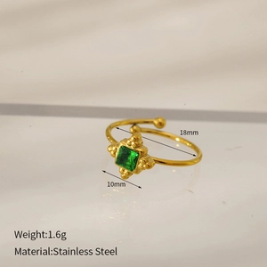 Detailed view of the 10mm green turquoise stone inlay on gold stainless steel ring band