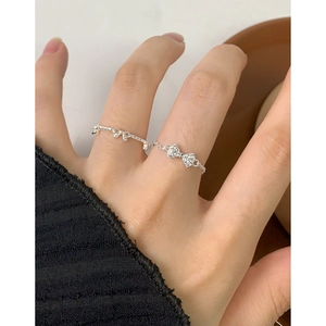 Minimalist S925 sterling silver bow ring set with sparkling zircon for women