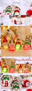 Detail of Christmas gnomes with LED lights, sequin hats and warm festive background