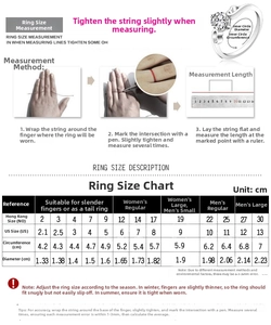 Detailed ring size chart with US and HK sizes including diameter and circumference data