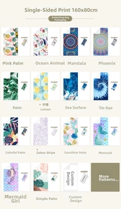 Microfiber beach towel collection with assorted floral prints and portable mesh bag