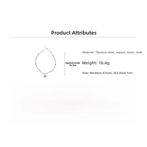 Tableau détaillé montrant les dimensions du collier de 54,5 cm et un poids de 18,4g
