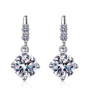 Elegant S925 sterling silver drop earrings featuring moissanite stones and tassels