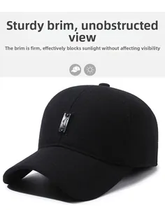 Detail view of winter baseball cap brim with durable stitching and sports label detail