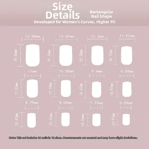 Tabella delle 12 dimensioni per unghie finte bianche stile French press-on