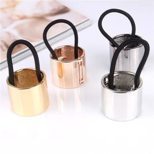 Ponytail Buckle Hair Ties Zinc Alloy Metal Geometric Round Circle Elastic Rope Hair Cuff For Women Fashion Minimalist