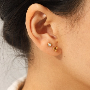 Stainless Steel Stud Earrings 18K Gold Plated Zircon Geometric Minimalist Hypoallergenic Waterproof Fashion Jewelry For Women Gift