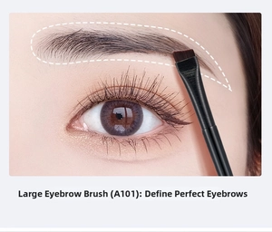 Macro shot of A101 large angled brow brush detailing natural hair strokes on eyebrows