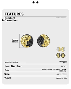 Detailed size and material specs for S925 sterling silver geometric lava texture earrings