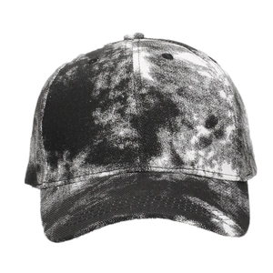 Outdoor street style baseball cap with black and white tie-dye marble texture