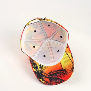 Internal view of baseball cap featuring white sweatband and 100 percent polyester label