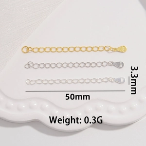 S925 sterling silver 50mm extension chain for necklaces and bracelets in gold and silver