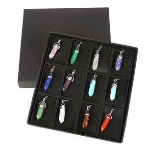 Hexagonal Prism Crystal Pendant Necklace Healing Natural Gemstone Quartz Bullet Point Alloy Clasp Black Wax Cord Jewelry