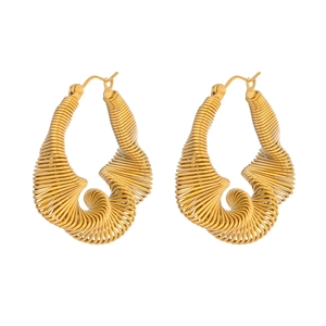Pair of retro geometric spiral twist earrings in 18K gold plated stainless steel