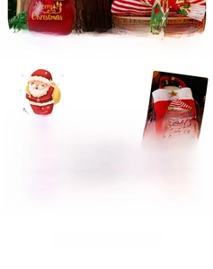 Close-up of Santa Claus knit gift bag with plush details and a drawstring closure