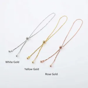 Adjustable 925 sterling silver box chain bracelets in silver gold and rose gold finishes
