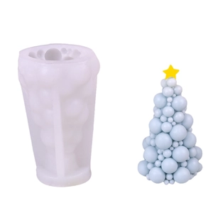 Bubble Christmas tree silicone mold for DIY candles and ornaments with star topper