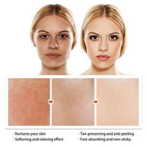 Detail showing the moisturizing tanning cream effect on skin texture and healthy bronze glow
