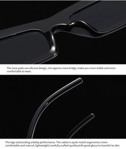 Detail of soft silicone nose pads and anti-slip temples on black cat eye glasses