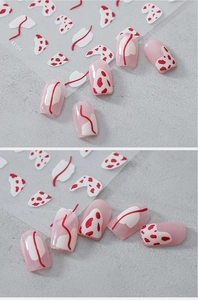 Dettaglio adesivo per unghie 5D KX164 con motivi astratti a onde rosse e bianche