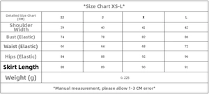 Tableau des tailles détaillé pour robe midi brodée du XS au L avec mesures en centimètres