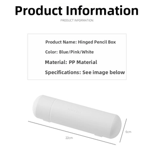 Detail view of the 22cm x 6cm cylindrical white PP pencil box with double opening