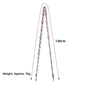 Handmade crochet daisy cotton rope crossbody strap with metal lobster clasps 130cm