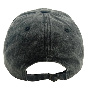 Adjustable charcoal gray washed cotton baseball cap with MAMA embroidery, back view detail