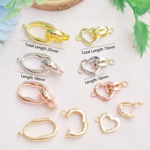 14K gold plated heart and oval pearl clasps for DIY jewelry in gold and silver finishes