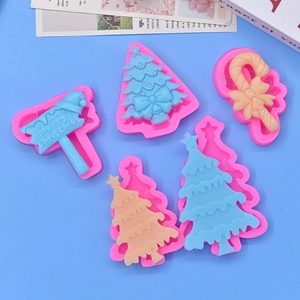 Christmas tree and candy cane silicone molds for DIY cake and chocolate baking set